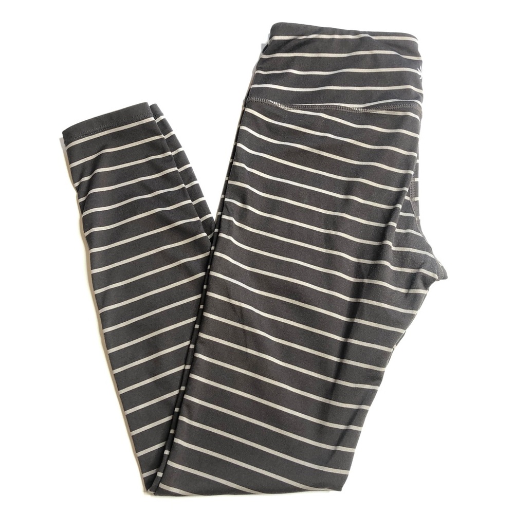 Athleta Chaturanga Leggings Brown Tan Striped